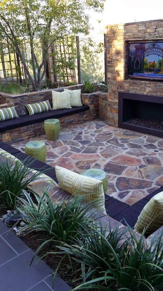 backyard designs area backyards patio outdoor yard yards living landscaping stone cool decorating outside pool space spaces garden tv landscape
